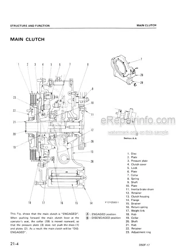 Photo 7 - Komatsu D50F-15 Shop Manual Bulldozer SEBM013YC00 SN 65595-