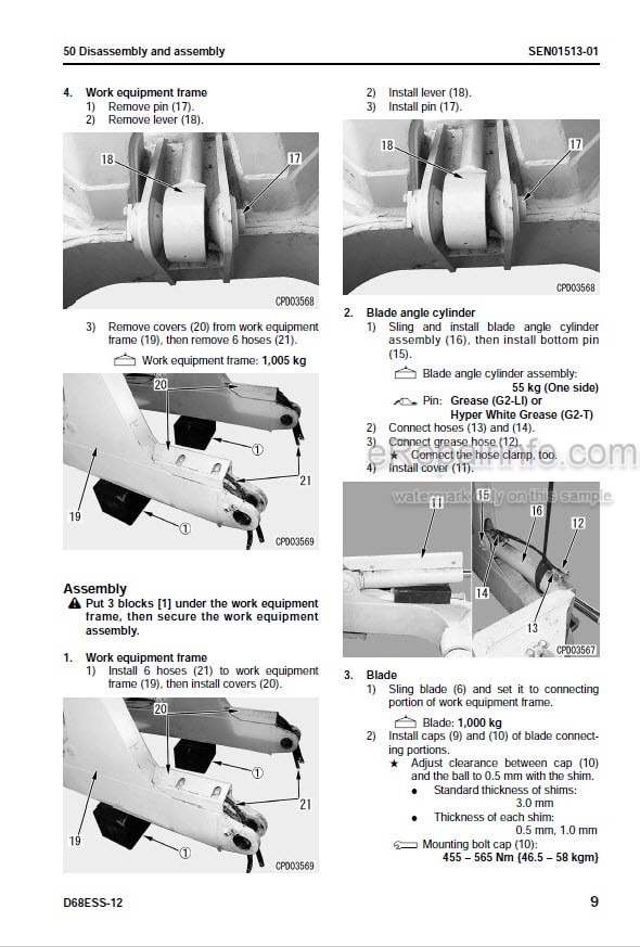 Photo 3 - Komatsu D68ESS-12 Shop Manual Bulldozer SEN01128-05 SN 1001- J10001-
