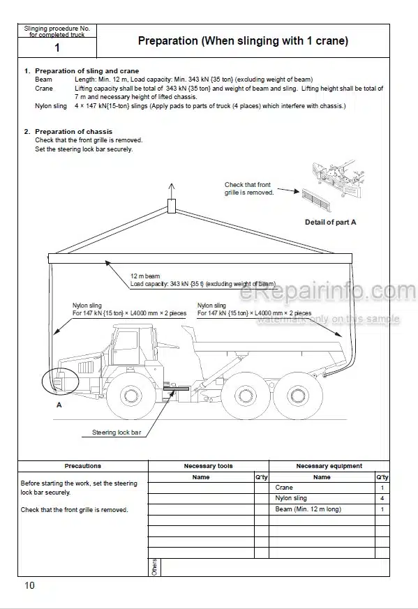 Photo 1 - Komatsu Galeo HM400-1 Field Assembly Instructions Articulated Dump Truck GEN00029-00 SN 1001-
