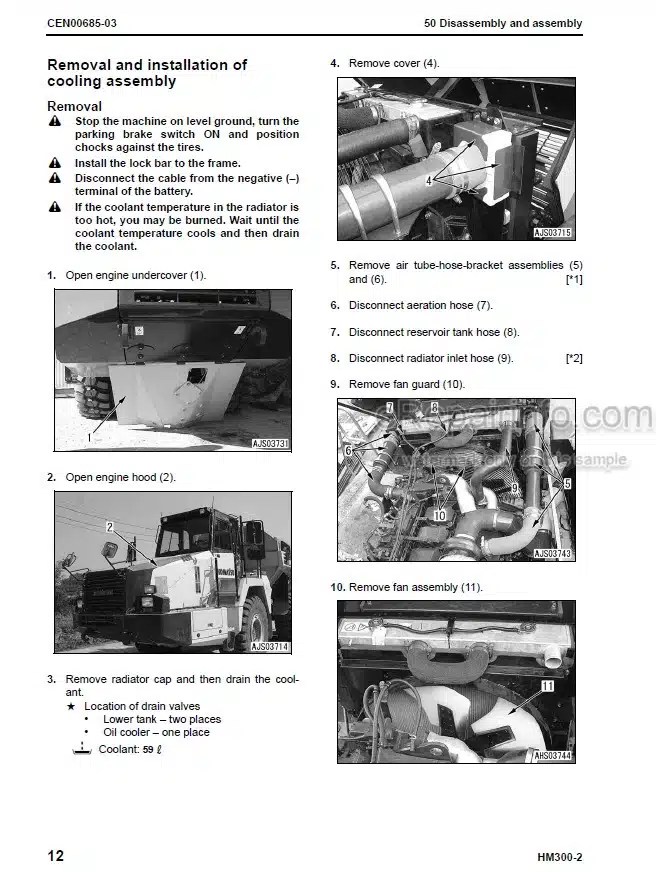 Photo 11 - Komatsu HM300-2 Shop Manual Articulated Dump Truck CEBM007700 SN A11001-