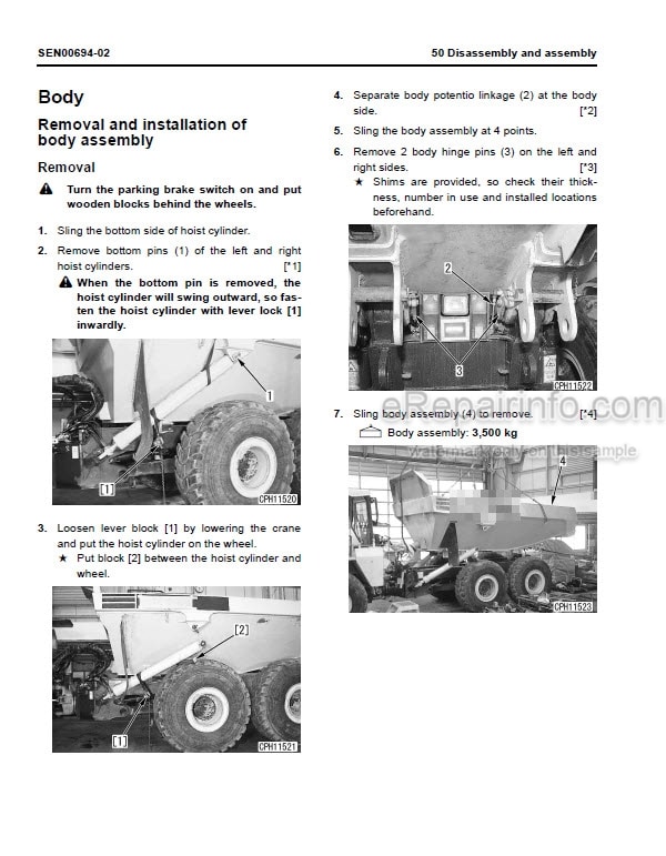 Photo 6 - Komatsu HM350-2 Shop Manual Articulated Dump Truck CEBM007801 SN A11001-
