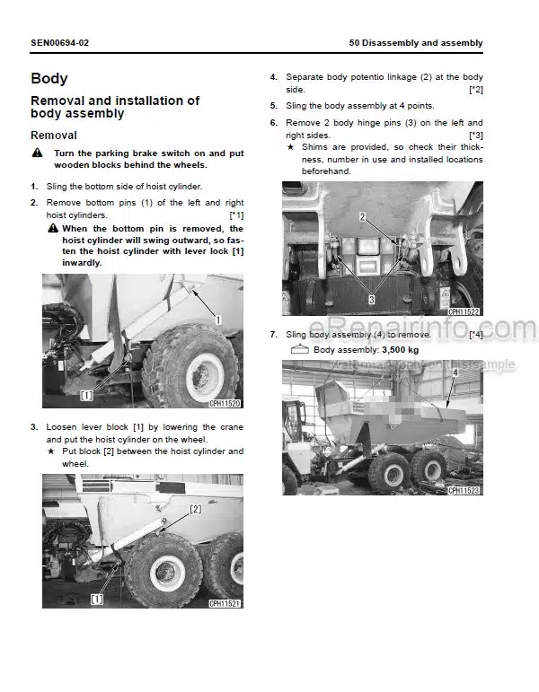 Photo 6 - Komatsu HM350-2 Shop Manual Articulated Dump Truck CEBM007801 SN A11001-