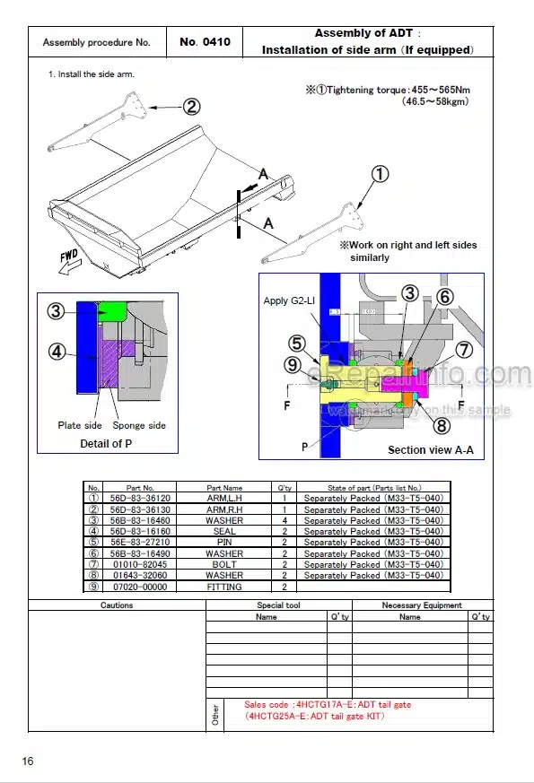Photo 2 - Komatsu HM300-3 Field Assembly Instructions Articulated Dump Truck GEN00111-03 SN 3001-