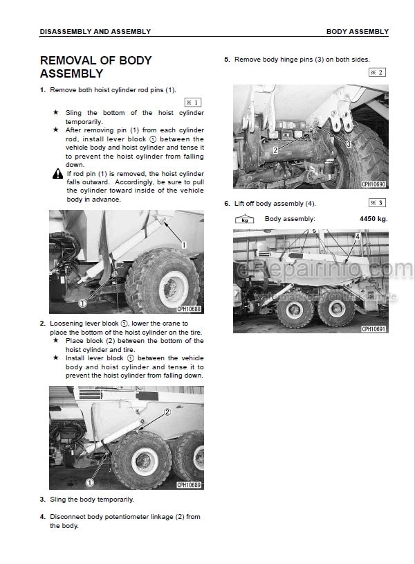 Photo 5 - Komatsu HM400-1 Shop Manual Articulated Dump Truck SEBM023017 SN 1001-