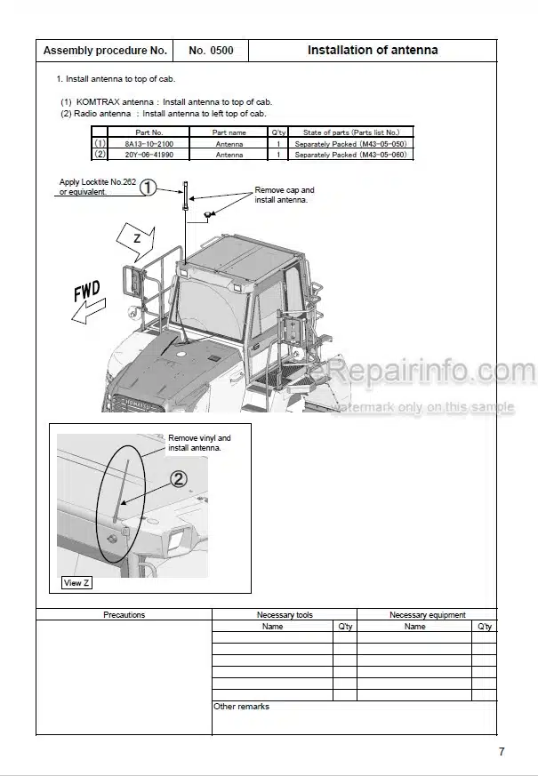Photo 1 - Komatsu HM400-3 Field Assembly Instructions Articulated Dump Truck GEN00112-03 SN 3001-