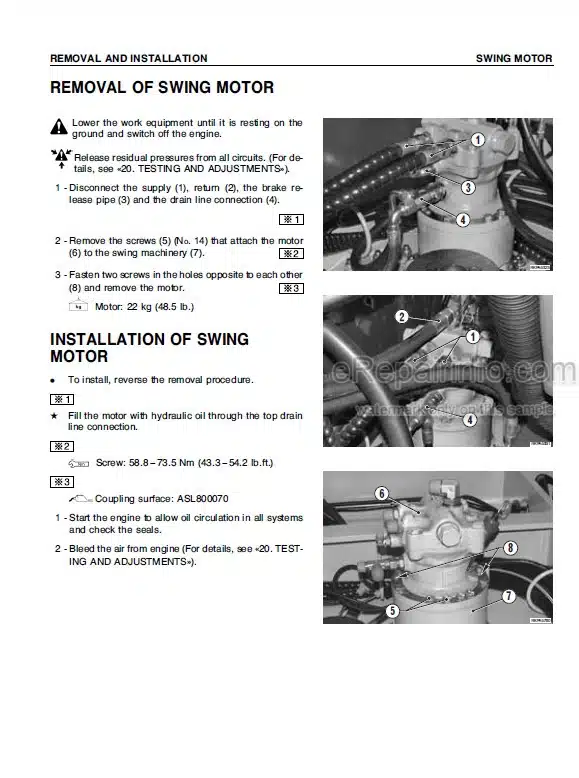 Photo 6 - Komatsu PC75UU-1 Shop Manual Hydraulic Excavator SEBM000401 SN 2908-