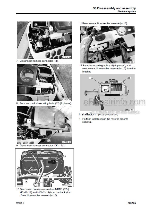 Photo 7 - Komatsu WA320-7 Shop Manual Wheel Loader CEBM027700 SN A36001-