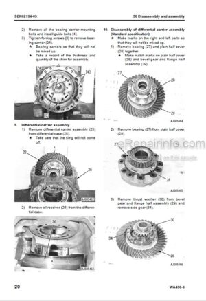 Photo 6 - Komatsu WA430-6E0 Shop Manual Wheel Loader VEBM948101 SN H60266-
