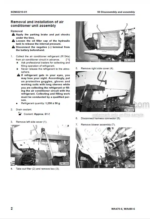 Photo 6 - Komatsu WA470-6 WA480-6 Shop Manual Wheel Loader SEN00783-07 SN 85001-