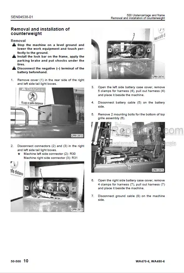 Photo 7 - Komatsu WA470-6 WA480-6 Shop Manual Wheel Loader SEN00783-07 SN 85001-