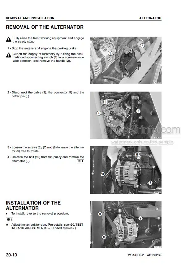 Photo 8 - Komatsu WB140PS-2 WB150PS-2 Shop Manual Backhoe Loader WEBD002502 SN F50001-