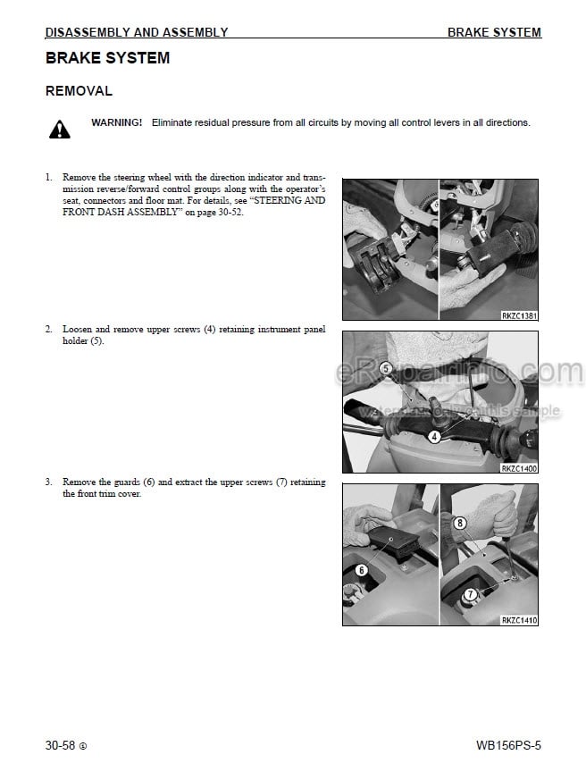 Photo 2 - Komatsu WB156PS-5 Shop Manual Backhoe Loader CEBM002201 SN A73001-