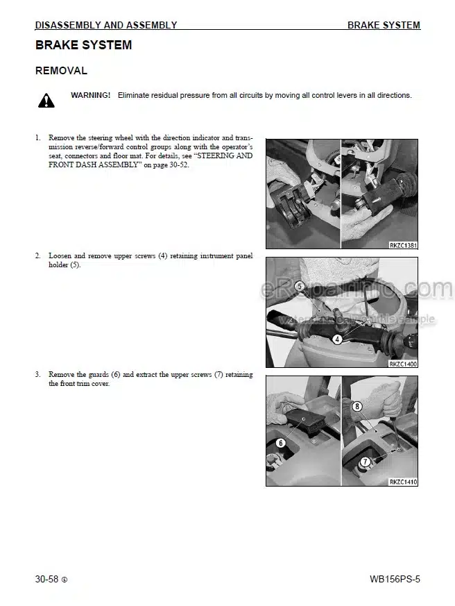 Photo 11 - Komatsu WB156PS-5 Shop Manual Backhoe Loader CEBM002201 SN A73001-