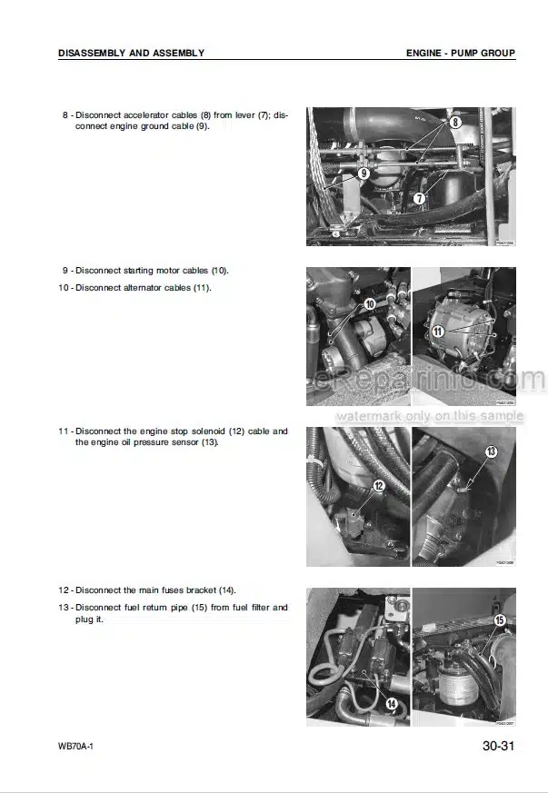 Photo 6 - Komatsu WB70A-1 Shop Manual Backhoe Loader WEBMWB7000 SN F10001-