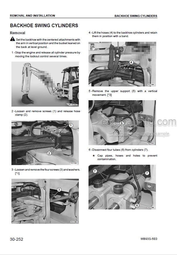 Photo 6 - Komatsu WB97R-2 Shop Manual Backhoe Loader WEBM001001 SN 97F20743-