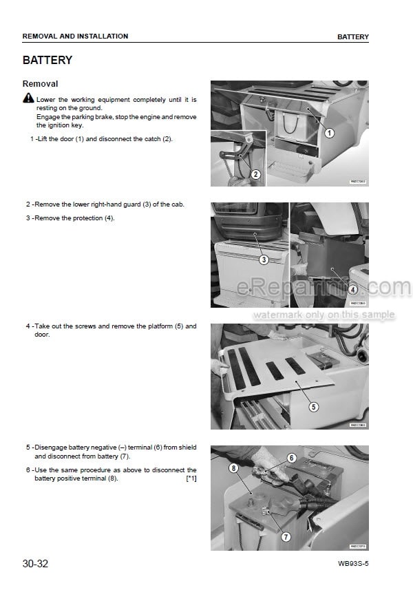 Photo 6 - Komatsu WB93S-5E0 Shop Manual Backhoe Loader WEBM008300 SN F20003-