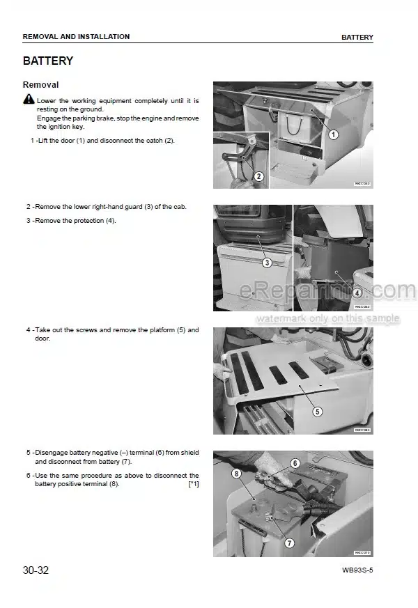 Photo 7 - Komatsu WB93R-5E0 Shop Manual Backhoe Loader WENBM00111 SN F70001-