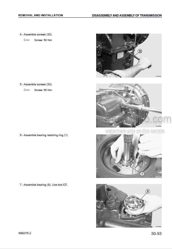 Photo 1 - Komatsu WB97R-2 Shop Manual Backhoe Loader WEBM001004 SN 97F21409-