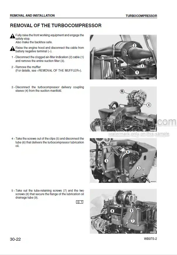 Photo 7 - Komatsu WB97S-2 Shop Manual Backhoe Loader WEBM002400 SN 97SF10001-