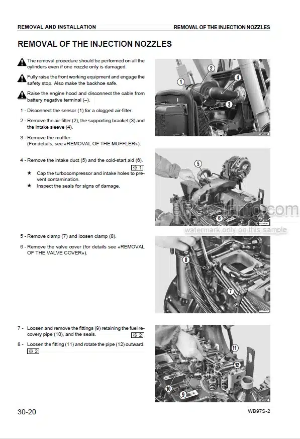 Photo 1 - Komatsu WB97S-2 Shop Manual Backhoe Loader WEBM002404 SN 97SF11205-