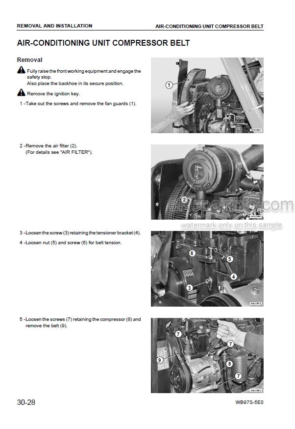 Photo 8 - Komatsu WB97S-5E0 Shop Manual Backhoe Loader WEBM008400 SN F30003-