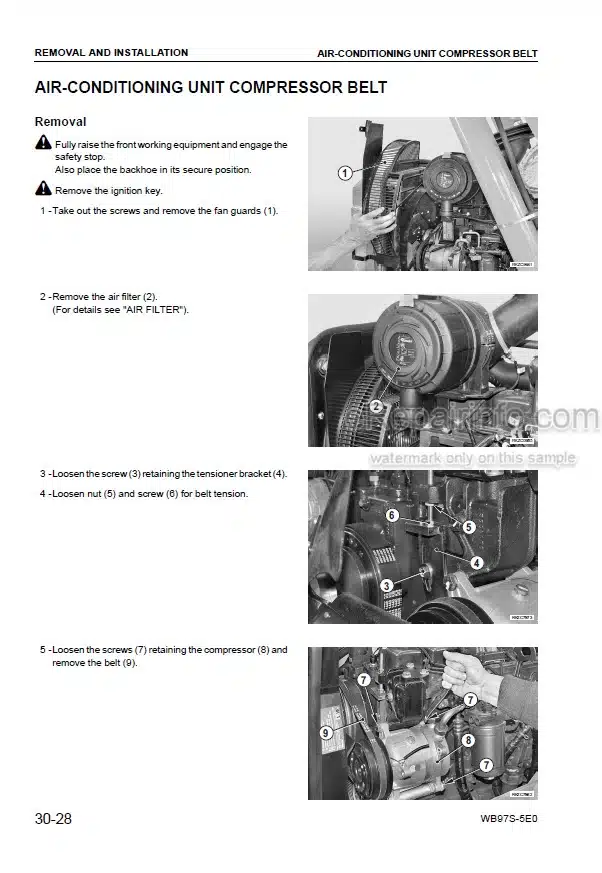 Photo 2 - Komatsu WB97S-5E0 Shop Manual Backhoe Loader WEBM008400 SN F30003-