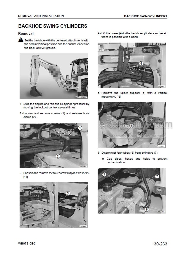 Photo 6 - Komatsu WB98A-2 Shop Manual Backhoe Loader WEBM002300 SN WB98F20001-