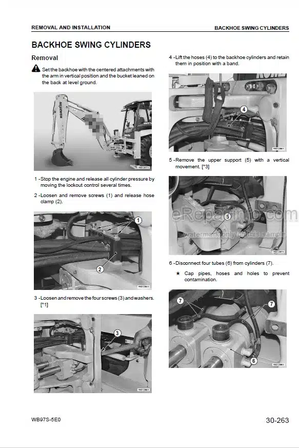 Photo 7 - Komatsu WB97S-5E0 Shop Manual Backhoe Loader WEBM008400 SN F30003-