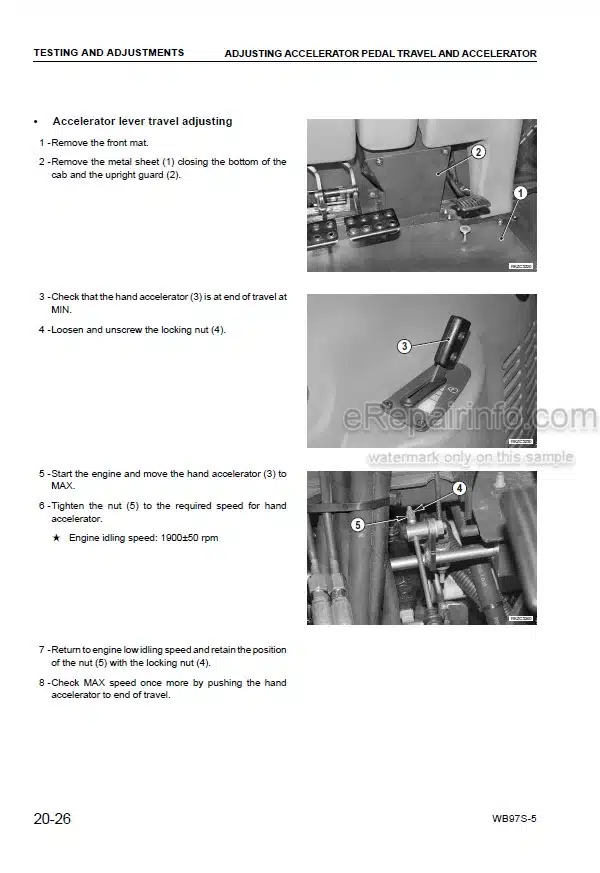Photo 1 - Komatsu WB97S-5 Shop Manual Backhoe Loader WEBM007500 SN F00003-