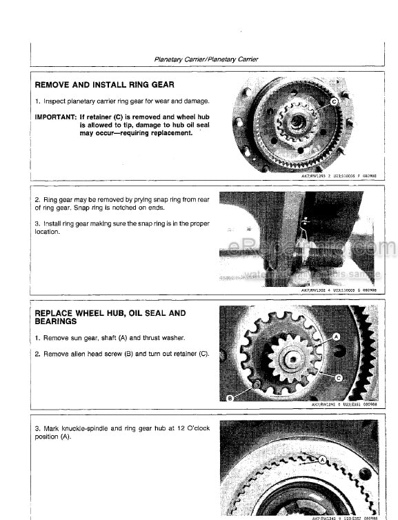 Photo 2 - John Deere 1100 Series Component Technical Manual Mechanical Front Wheel Drive Axle CTM17