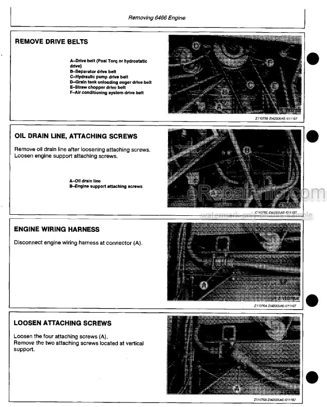 Photo 1 - John Deere 1166 To 1188 Hydro 4 Technical Manual Combine TM4452