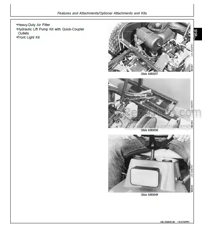Photo 6 - John Deere 100 200 Series Technical Manual Farm Loader TM1298