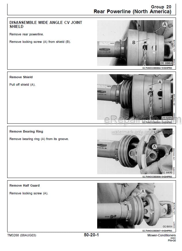 Photo 6 - John Deere 1380 Technical Manual Mower Conditioner TM1204