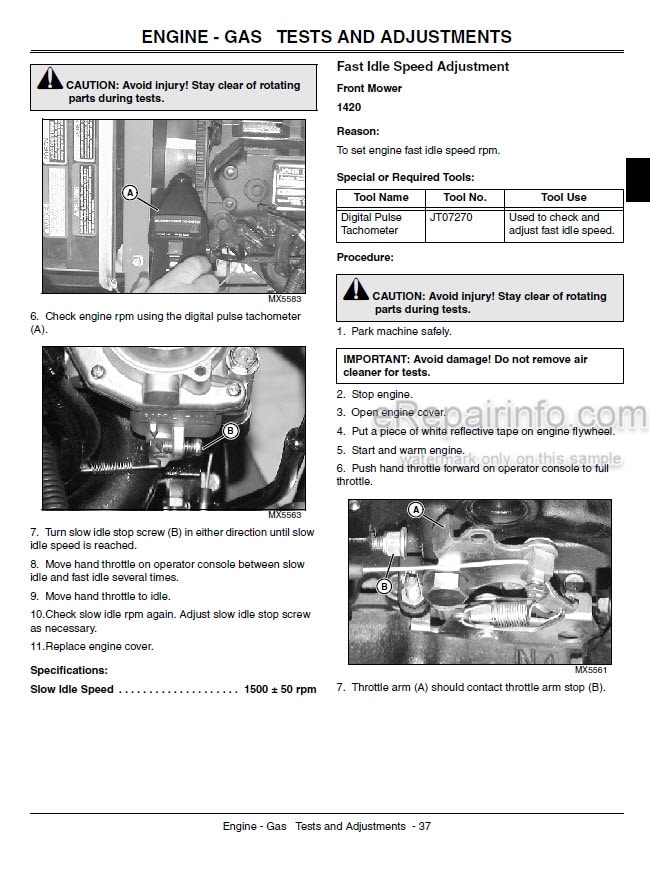 Photo 12 - John Deere 1420 1435 1445 1545 1565 Technical Manual Front Mower TM1806