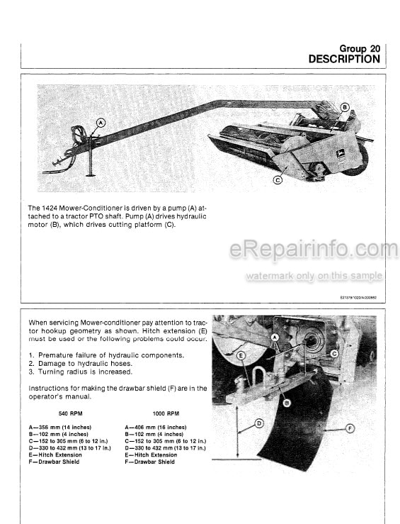 Photo 7 - John Deere 1380 Technical Manual Mower Conditioner TM1204