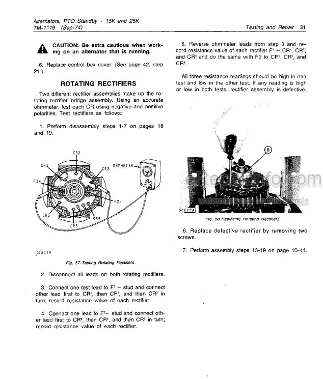 Photo 12 - John Deere 15K 25K Technical Manual PTO Standby Alternator TM1119