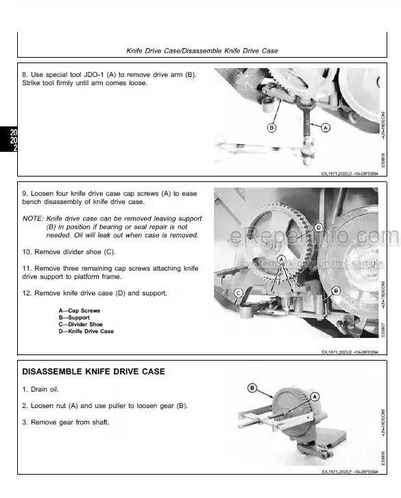 Photo 1 - John Deere 1600A Technical Manual Mower Conditioner TM1571