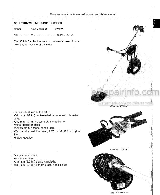 Photo 6 - John Deere 21C 21S 21HC 45BP Technical Manual Trimmer Hedge Clipper Backpack Blower TM1524