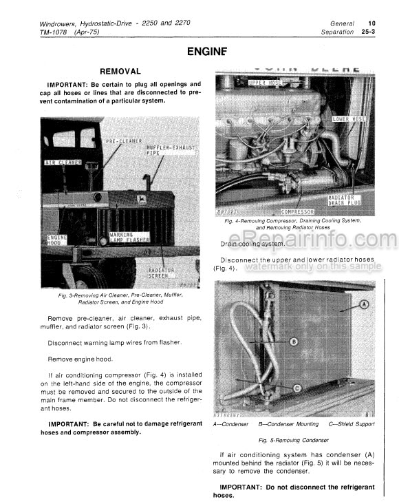 Photo 7 - John Deere 2250 2270 Technical Manual Hydrostatic Windrower TM1078