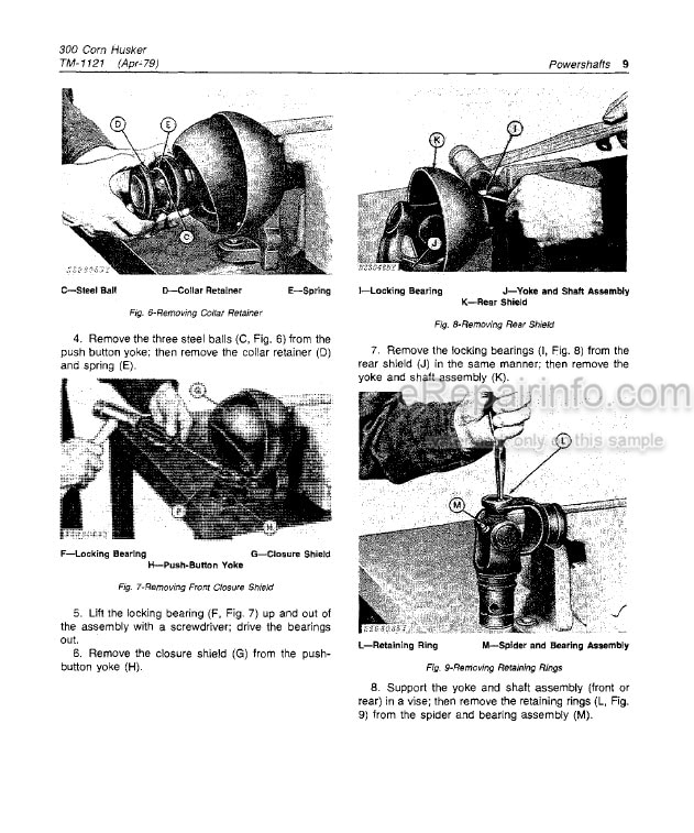 Photo 3 - John Deere 300 Technical Manual Corn Husker TM1121