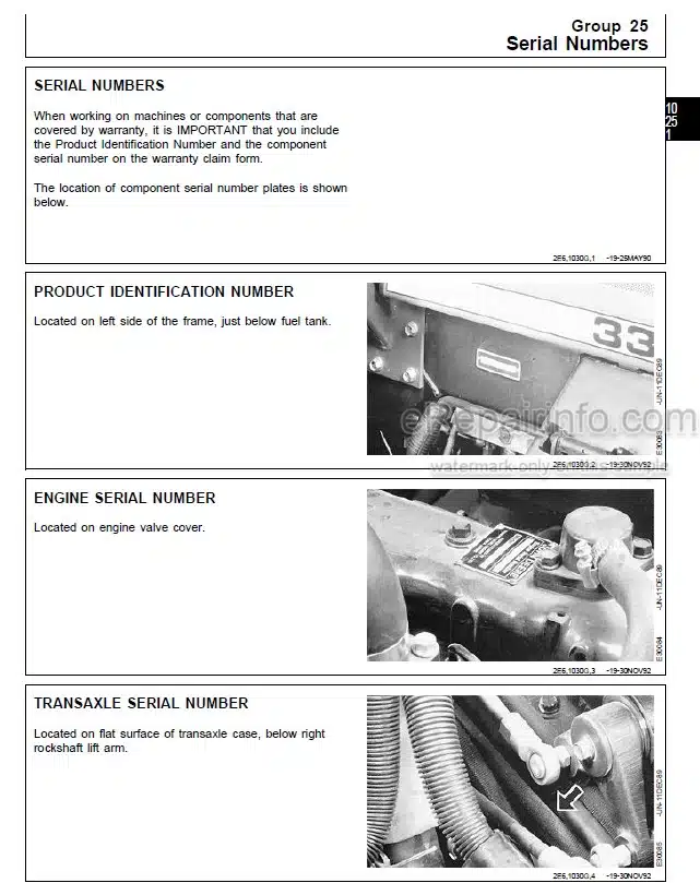 Photo 10 - John Deere 3325 3365 Technical Repair Manual Professional Turf Mower TM1427