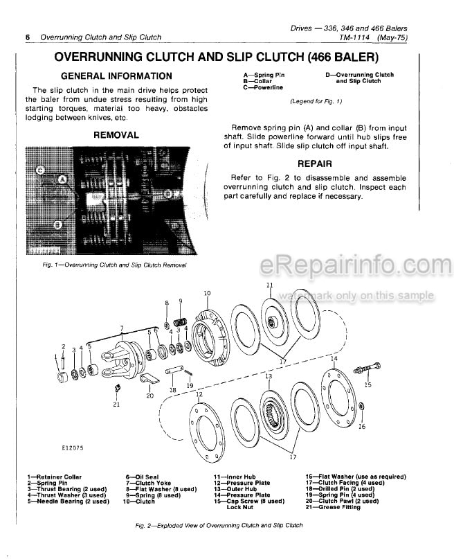 Photo 10 - John Deere 336 346 466 Technical Repair Manual Bale Drives TM1114
