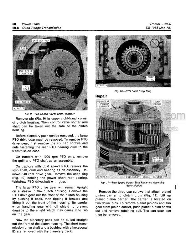 Photo 1 - John Deere 4030 Technical Manual Tractor TM1055