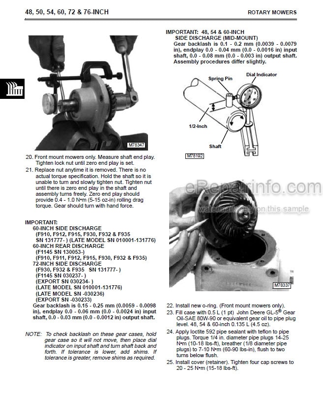 Photo 5 - John Deere 34 35 38 3800 Technical Service Manual Forage Harvester Gear Cases TM1104