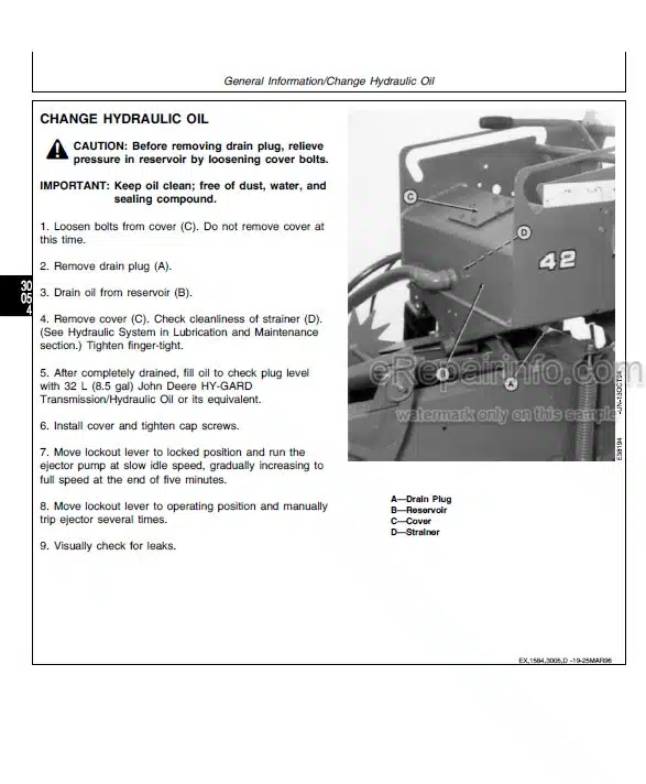 Photo 1 - John Deere 42 Technical Manual Bale Ejector TM1584