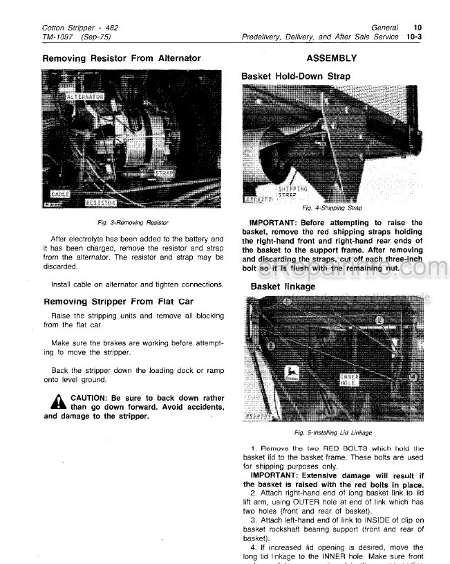 Photo 6 - John Deere 484 Technical Manual Cotton Stripper TM1153