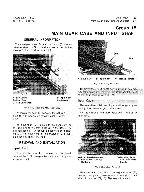 Photo 2 - John Deere 500 Technical Repair Manual Round Baler TM1140