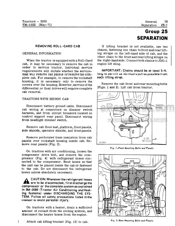 Photo 6 - John Deere 5020 Technical Repair Manual Tractor TM1022
