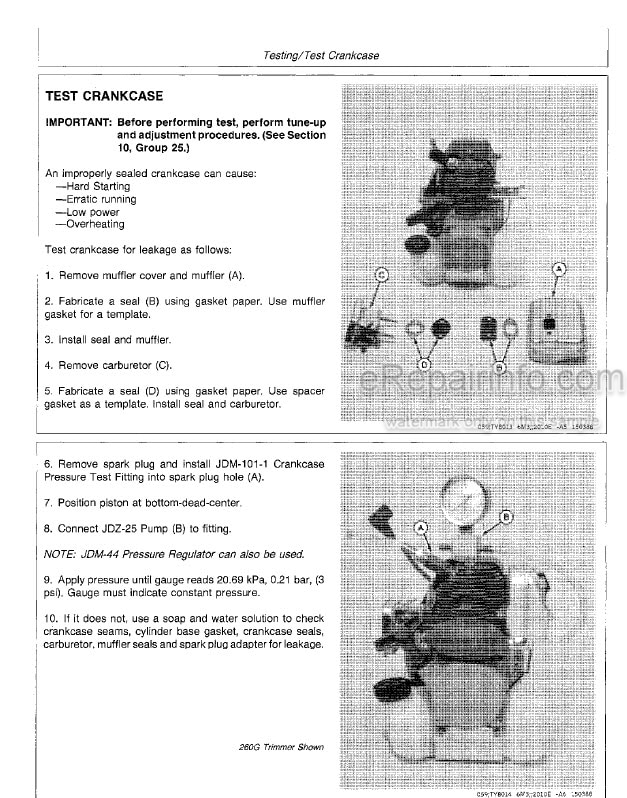 Photo 5 - John Deere 21C 21S 21HC 45BP Technical Manual Trimmer Hedge Clipper Backpack Blower TM1524