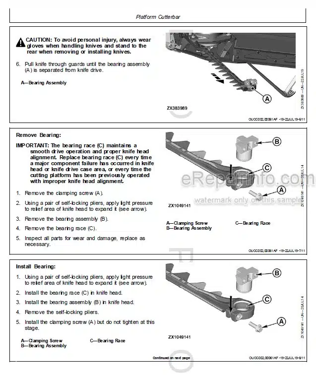 Photo 7 - John Deere 722X 725X 730X 740X Technical Repair Manual Cutting Platform TM413719